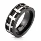 Bague homme acier noir barres cables