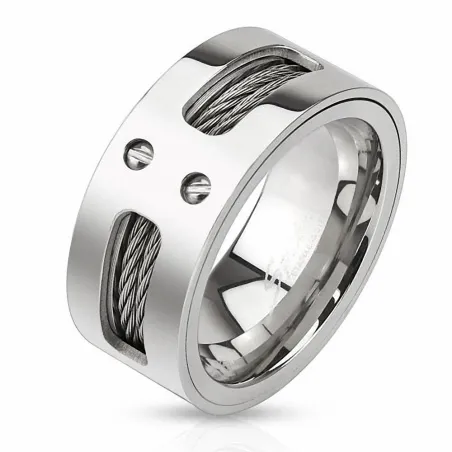 Bague homme acier inoxydable cables