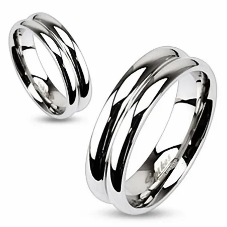 Bague double dome argenté