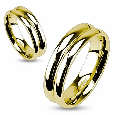 Bague double dome doré