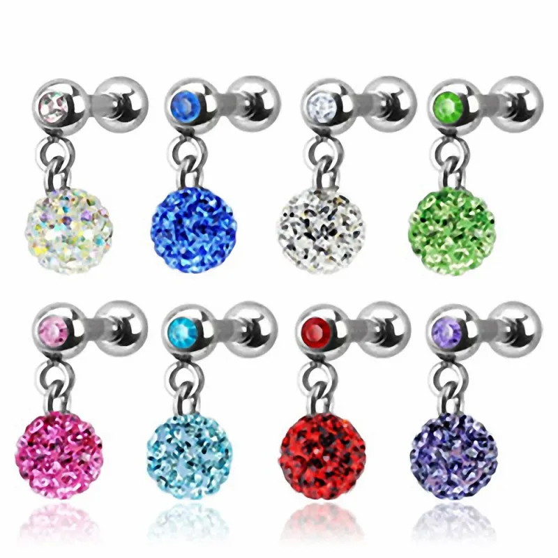 Piercing oreille Cartilage Tragus Boule Crystal Ferido