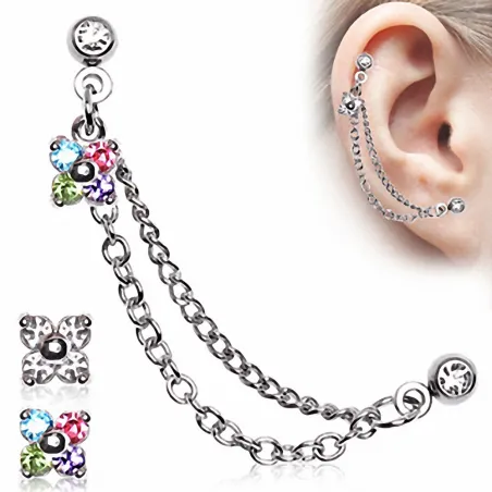 Double Piercing Cartilage Tragus Fleur