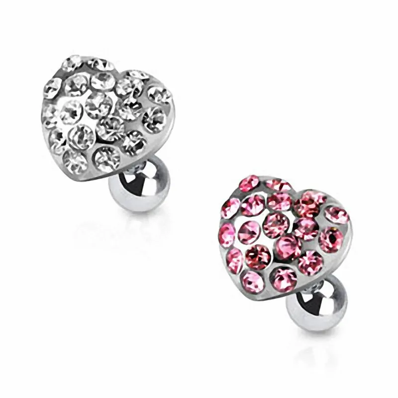 Piercing oreille cartilage coeur strass