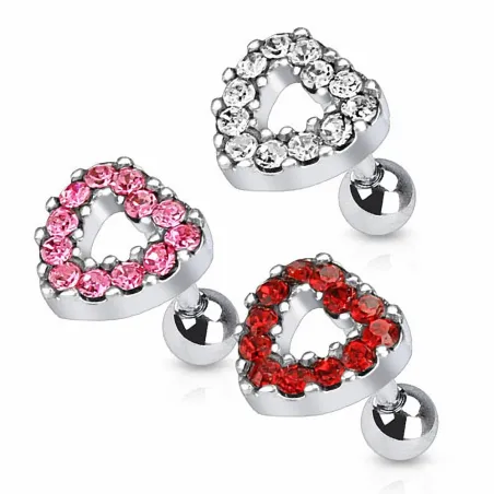 Piercing cartilage coeur pavé strass