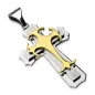 Pendentif double croix gothique acier inoxydable Plaqué Or