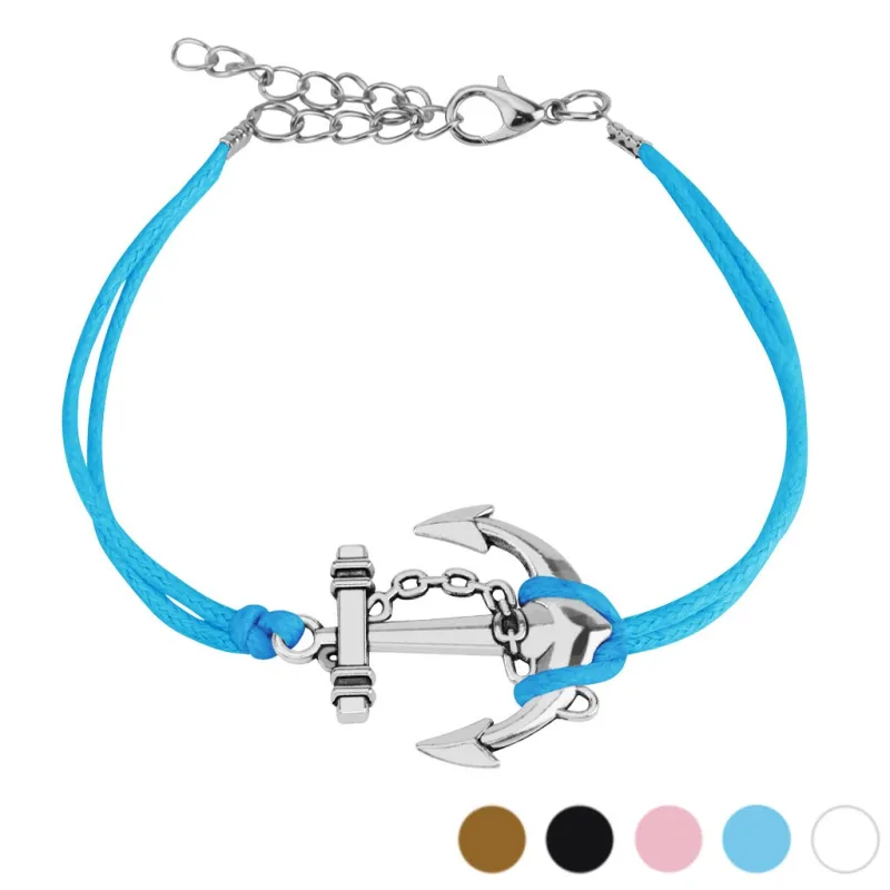 Bracelet similicuir ancre marine