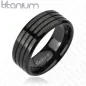 Bague Titane Solide Multi-Bandes Noire 