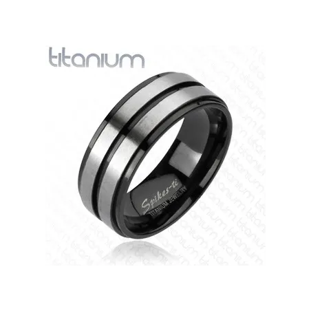 Bague Titane Solide Double Bande argentée  - Bague homme et femme en titane