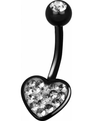 Piercing nombril Crystal Evolution Swarovski Noir Coeur