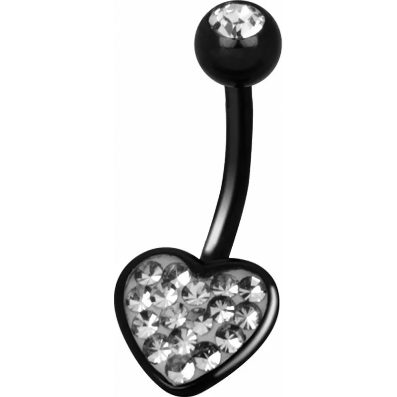 Piercing nombril Crystal Evolution Swarovski Noir Coeur