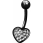 Piercing nombril Crystal Evolution Swarovski Noir Coeur