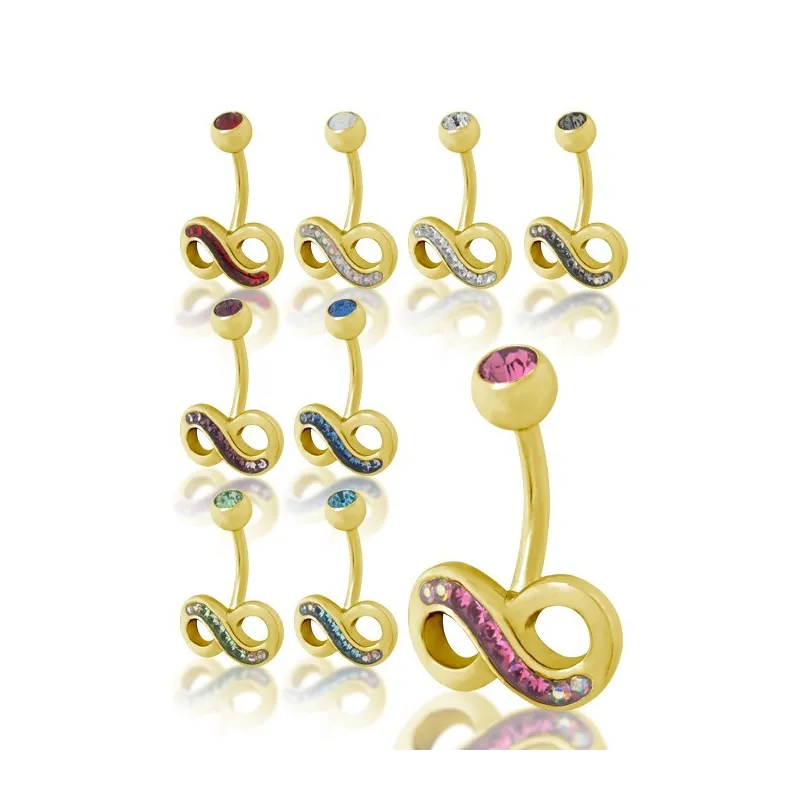 Piercing nombril Crystal Evolution Swarovski Doré Infini