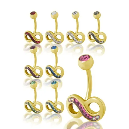 Piercing nombril Crystal Evolution Swarovski Doré Infini