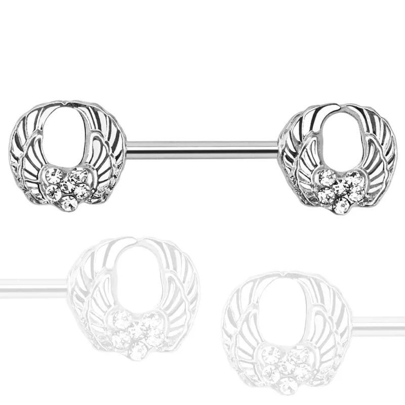 Piercing téton avec ailes d'ange rond