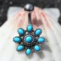 Piercing nombril fleur turquoise