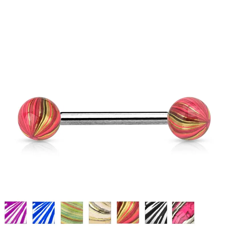 Piercing langue boules multicolores