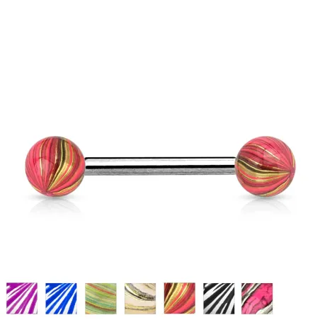 Piercing langue boules multicolores