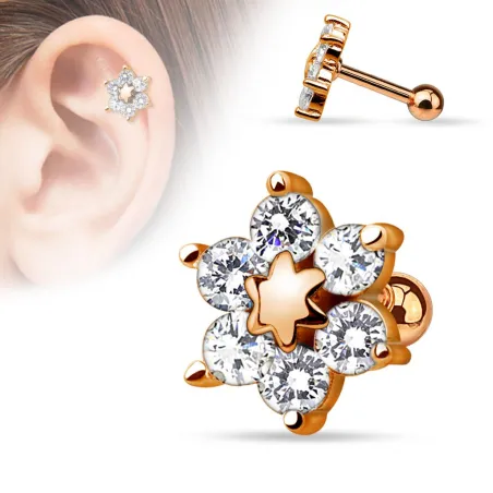 Piercing cartilage fleur or rose