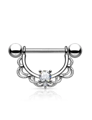 Piercing téton filigrane strass