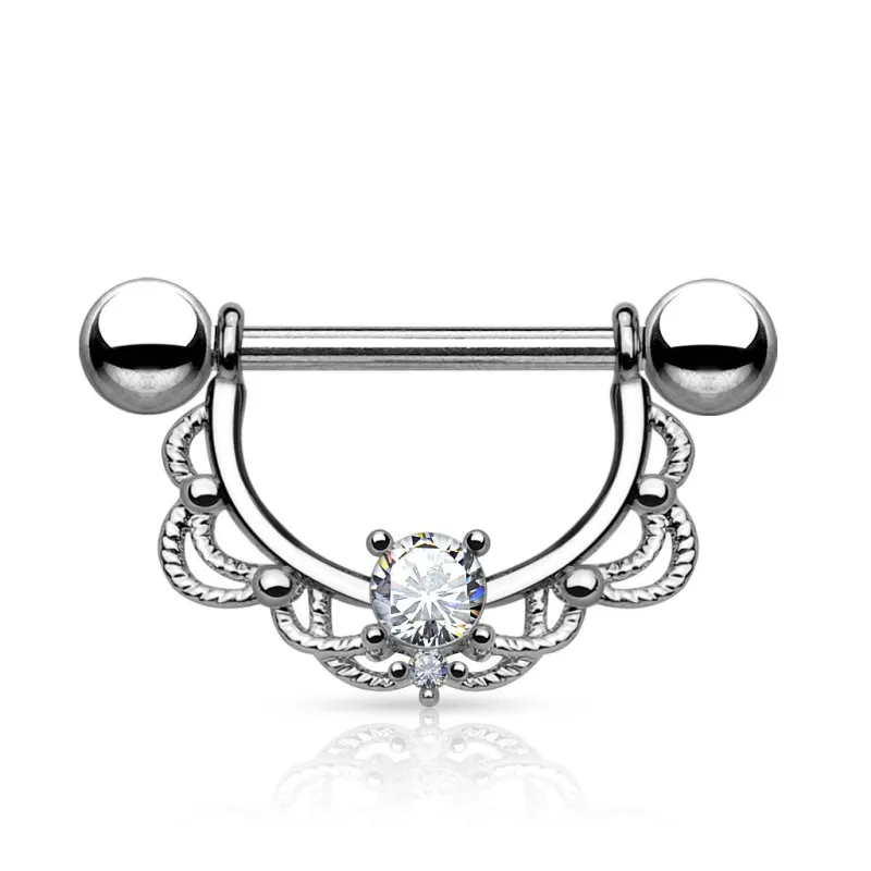 Piercing téton filigrane strass