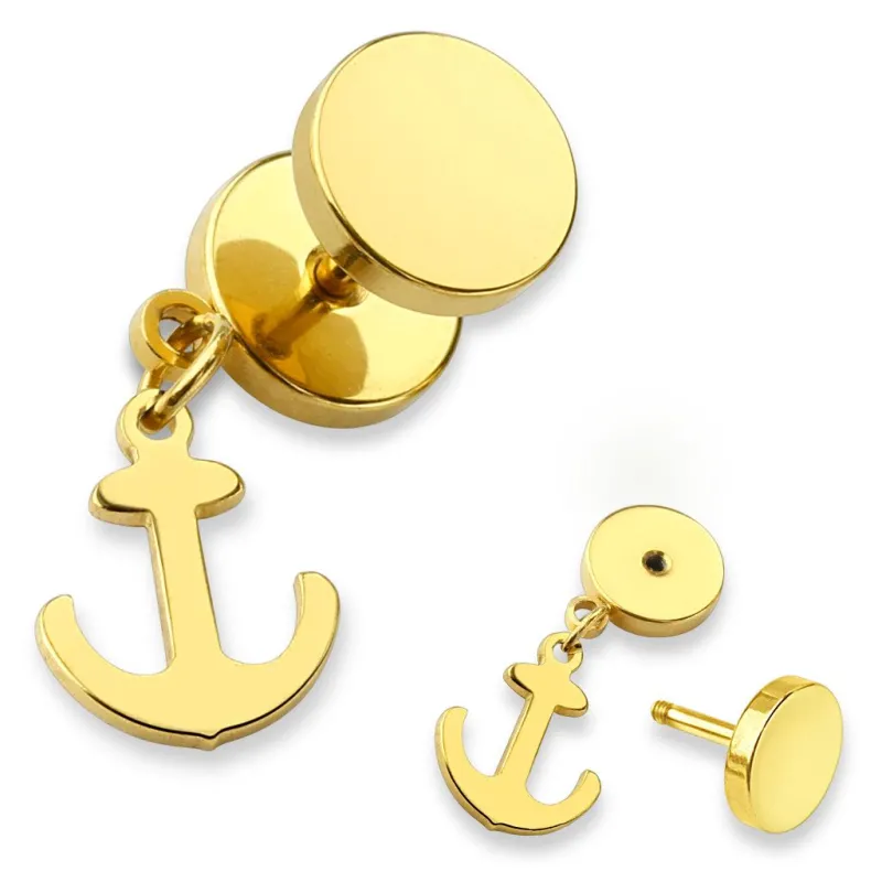 Piercing faux plug ancre marine