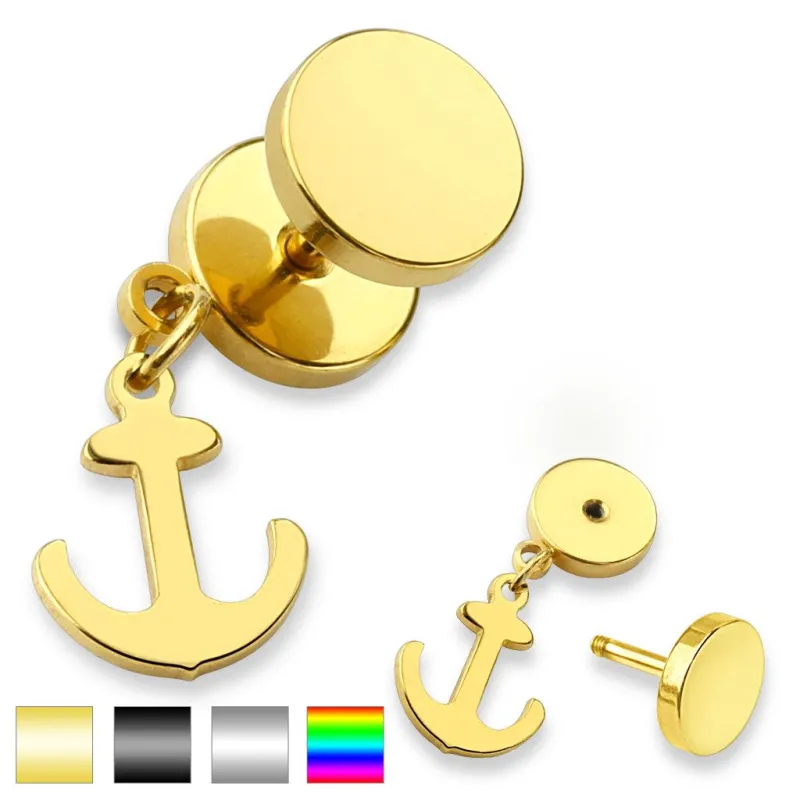 Piercing faux plug ancre marine