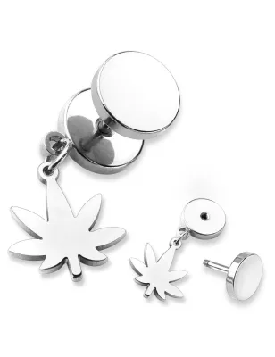 Piercing faux plug feuille de cannabis