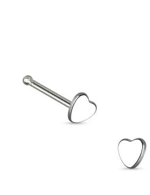 Piercing nez tige droite coeur