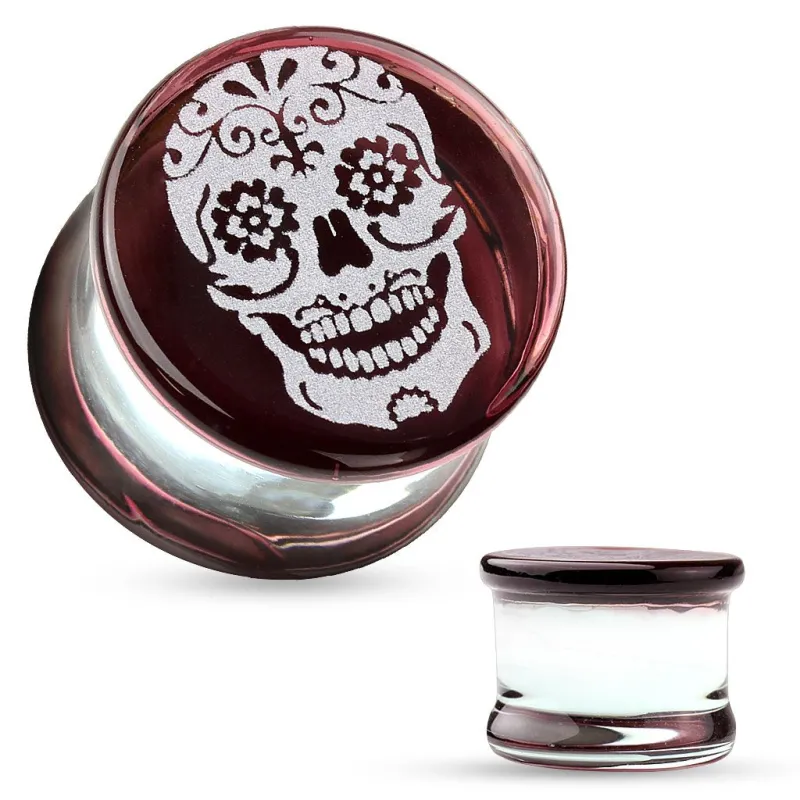 Piercing plug verre pyrex sugar skull