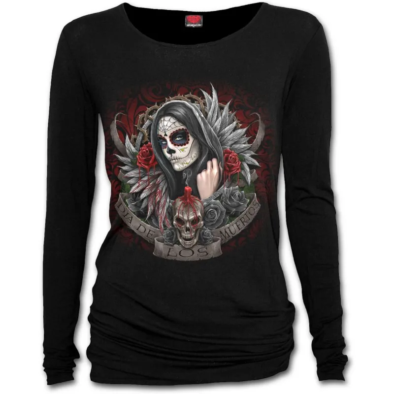 T-Shirt femme gothique à manches longues Jour des morts