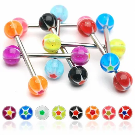 Lot de 8 piercing langue glitter star