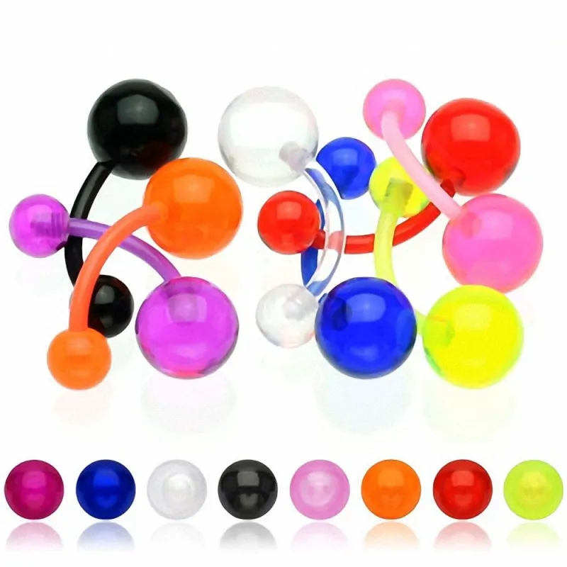 Lot de 9 piercing nombril bioflex boules acrylique