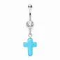 Piercing nombril croix turquoise