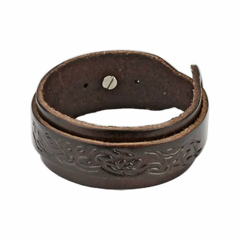 Bracelet homme en cuir marron tribal