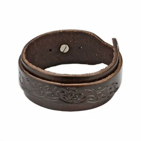 Bracelet homme en cuir marron tribal