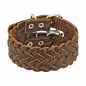 Bracelet en cuir tressé marron double ceinture