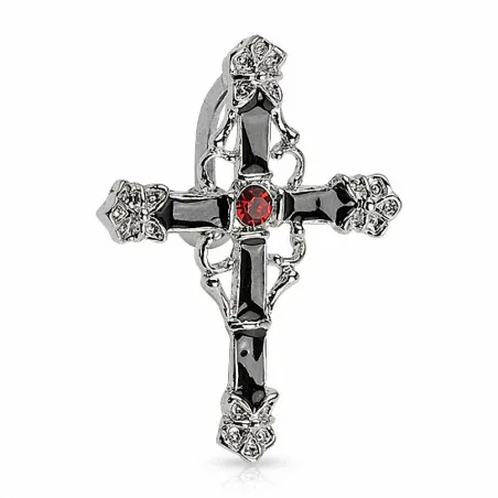 Piercing nombril inversé croix noire