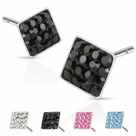 Paire boucles d'oreille carrée strass