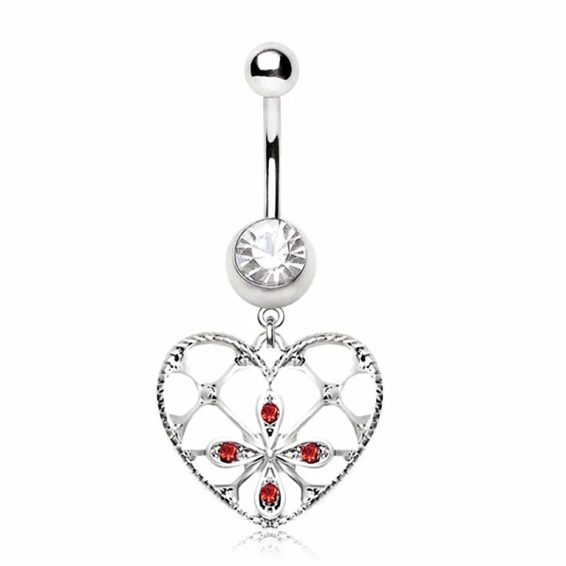 Piercing nombril coeur floral