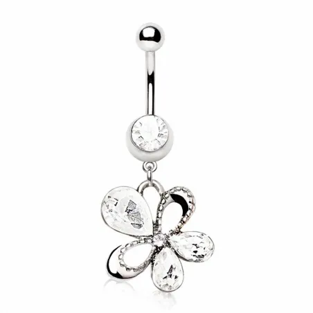 Piercing nombril avec pendentif fleur