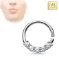 Piercing septum or blanc 14 carats 5 gemmes