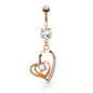 Piercing nombril double coeur or rose