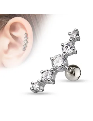 Piercing oreille Tragus Cartilage 5 Gemmes