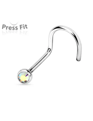 Piercing Nez Strass Tige courbée