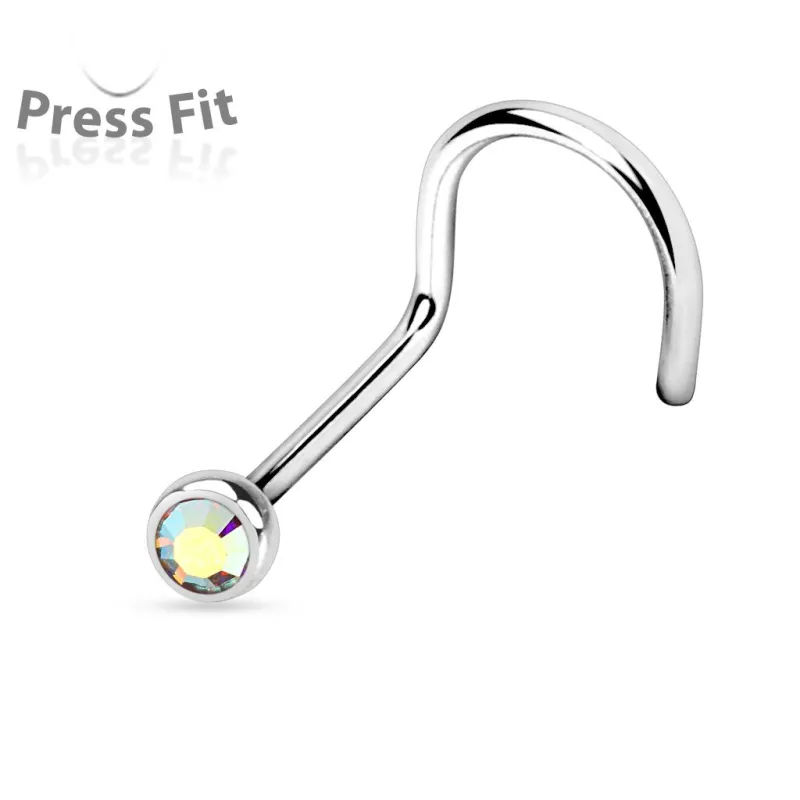 Piercing Nez Strass Tige courbée