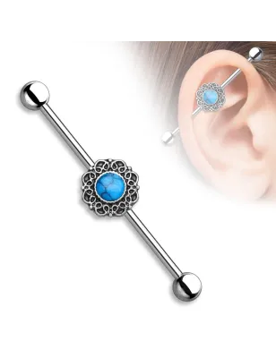 Piercing industriel filigrane turquoise