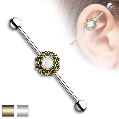 Piercing industriel filigrane opale