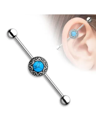 Piercing industriel tribal turquoise