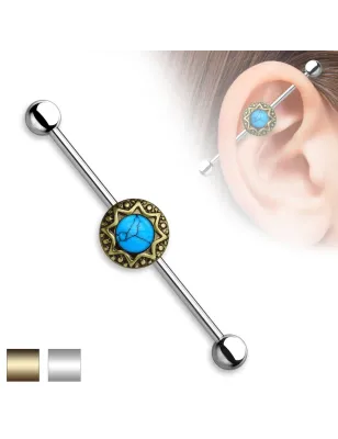 Piercing industriel tribal turquoise