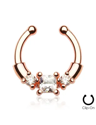 Faux piercing septum strass carré